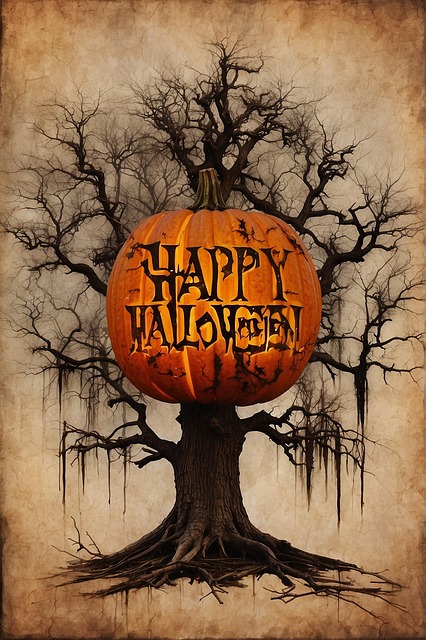 Free ai generated halloween tree illustration