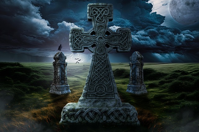 Free halloween gravestones field illustration
