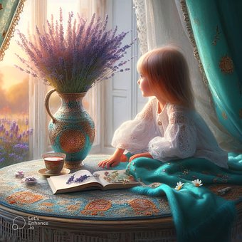 Lavanda, Vaso De Flores, Filho, Turquesa