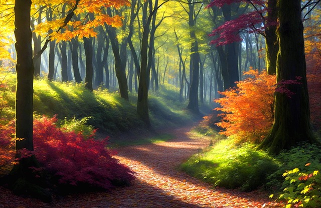 Free fall forest autumn forest illustration