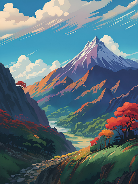Free mountains countryside daytime illustration