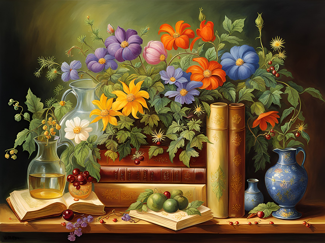 Free books library interior illustration