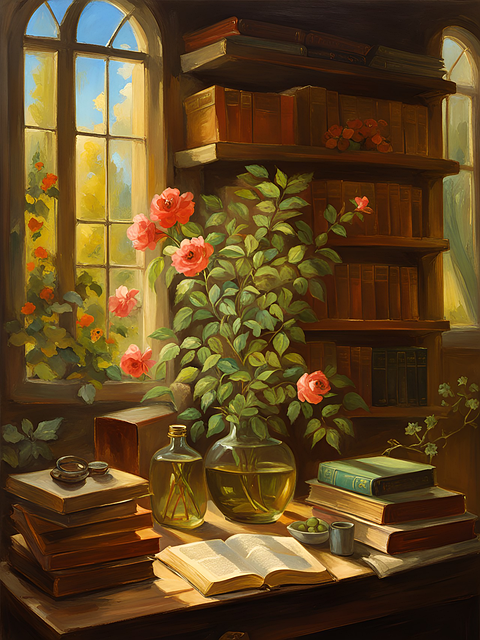 Free books library interior illustration