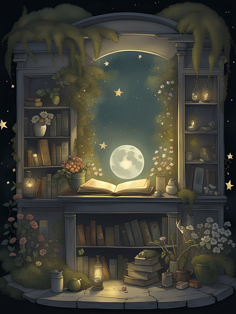 Free ai generated books bookshelves illustration