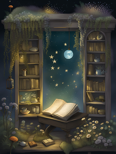 Free ai generated books bookshelves illustration