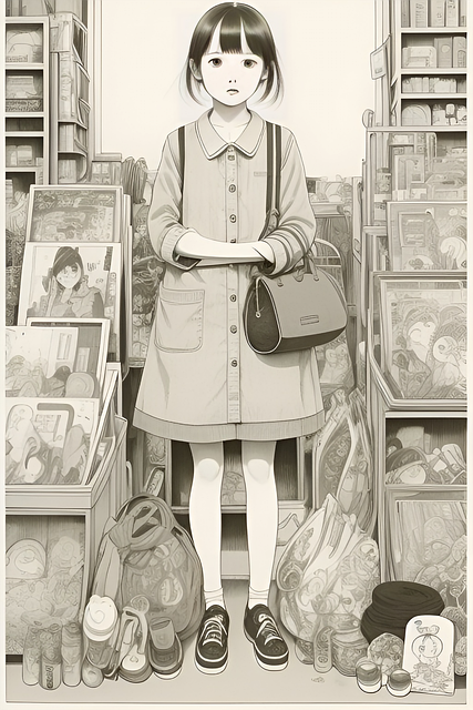 Free line drawing manga illustration
