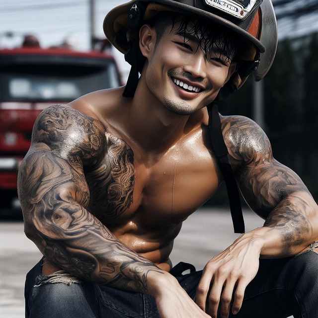 Free ai generated man fireman illustration