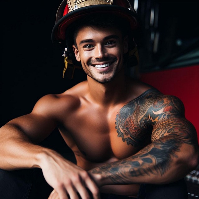 Free ai generated man fireman illustration