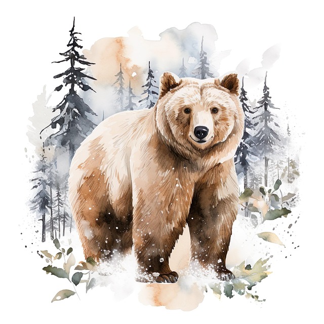 Free ai generated bear forest illustration