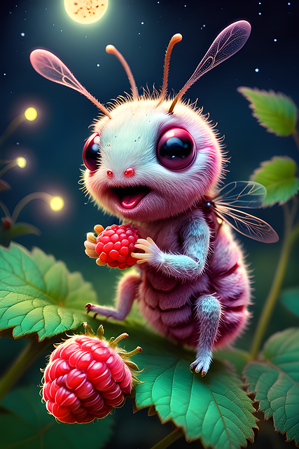 Free ai generated insect raspberry illustration