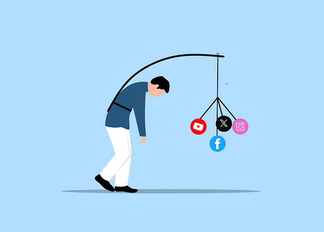 Free social media addiction chasing illustration