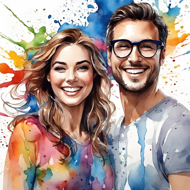 Download free HD stock image of Ai Generated Couple Free ai generated couple smiling illustration