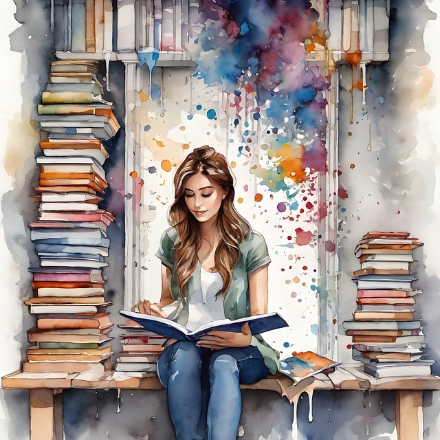 Free ai generated woman books illustration