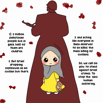 Gaza, Palästina, Kind, Hijab, Muslim