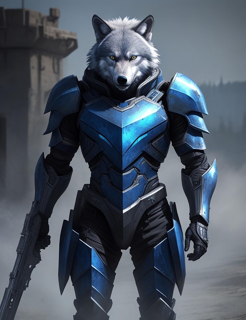 Free warrior wolf action illustration