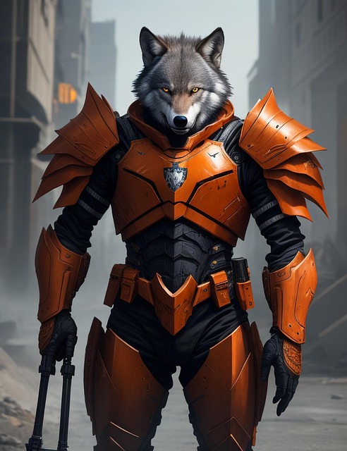 Free warrior wolf action illustration