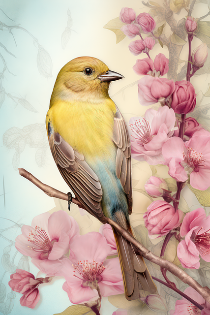 Free ai generated bird scrapbooking illustration