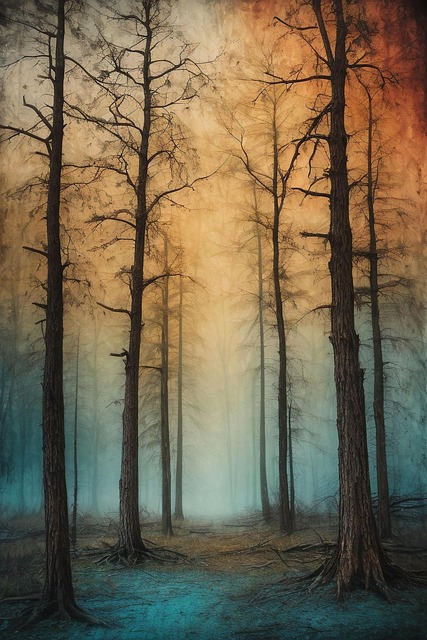 Bäume, Nebel, Nacht, Atmosphäre, Wald