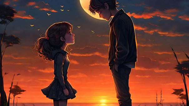 Hintergrund, Liebe, Sonnenuntergang