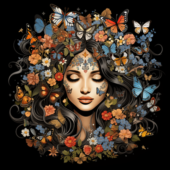Free Woman Flowers illustration and picture