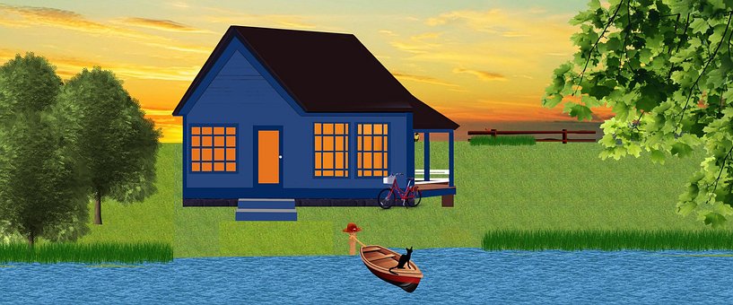 Free Chalet River illustration and picture