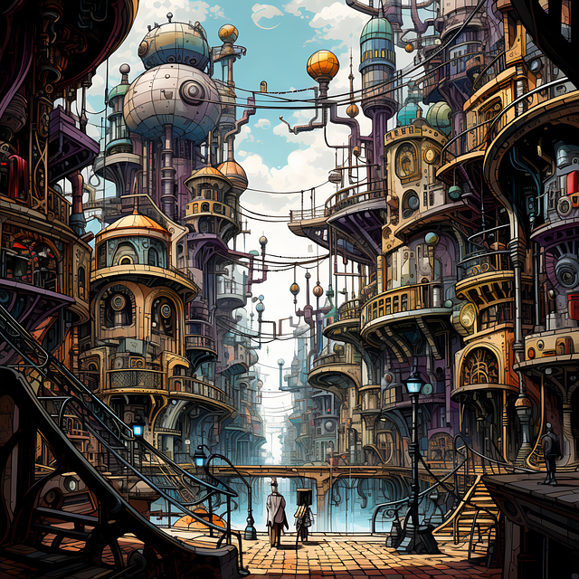 Free ai generated architecture painting illustration