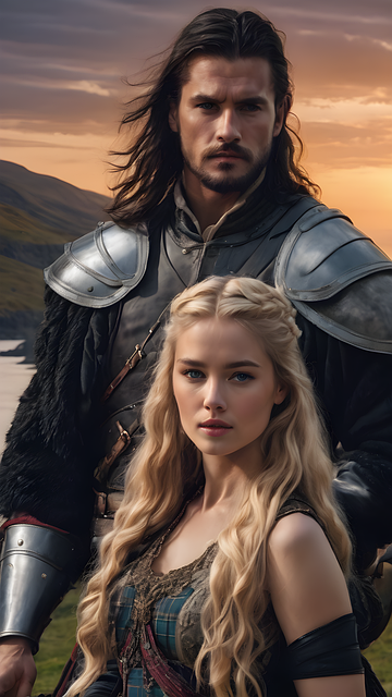 Free couple highlander woman illustration