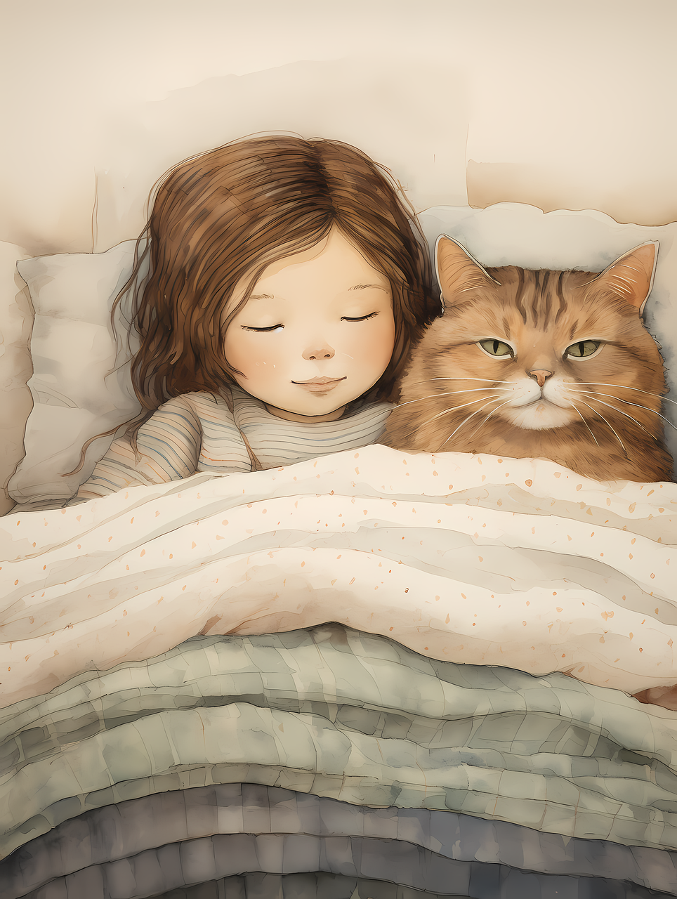 Free ai generated child cat illustration