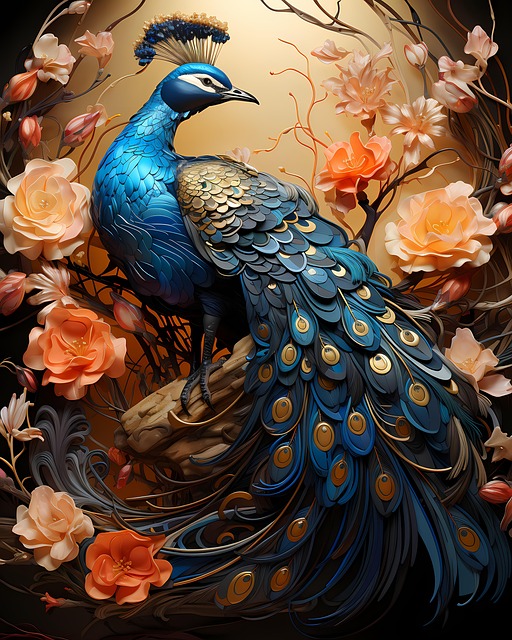 Free ai generated peacock rose illustration