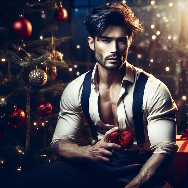 Download free HD stock image of Ai Generated Man Free ai generated man christmas tree illustration