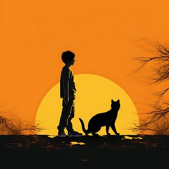 Atardecer, Silueta, Animal, Perro, Sol