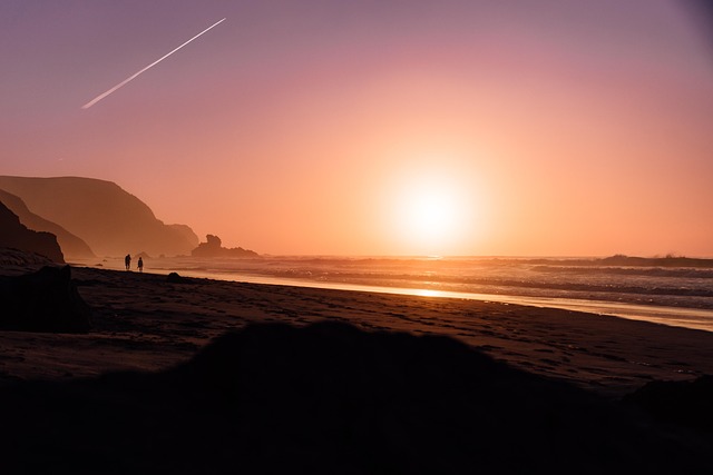 Pôr Do Sol, Avião, Céu, Praia, Natureza