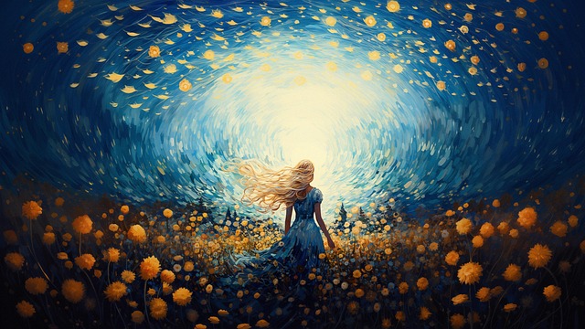 Free woman portrait flower illustration
