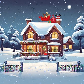 Free Ai Generated Christmas House illustration and picture