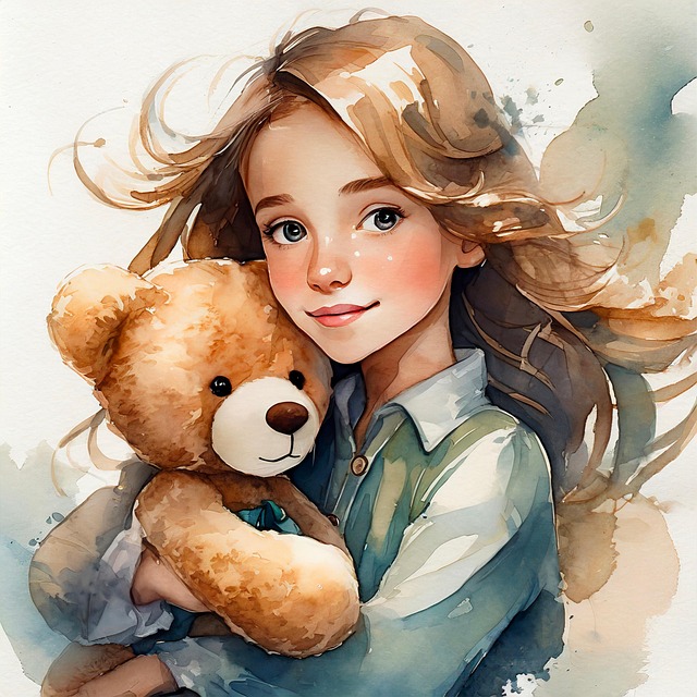 Free ai generated girl teddy bear illustration