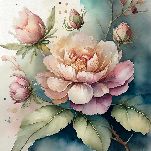 Ai Generert, Blomster, Pastell, Akvarell