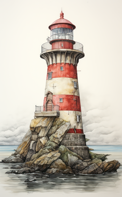 Free ai generated lighthouse sea illustration