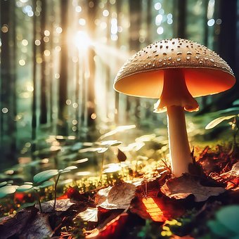 Ai Generiert, Pilz, Wald, Blätter