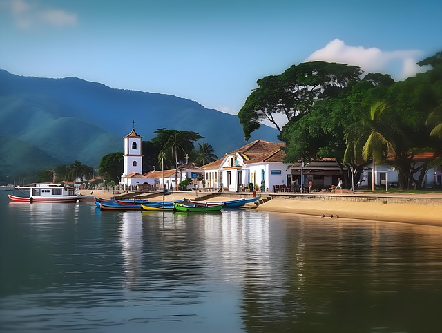 Free ai generated beach beach town illustration