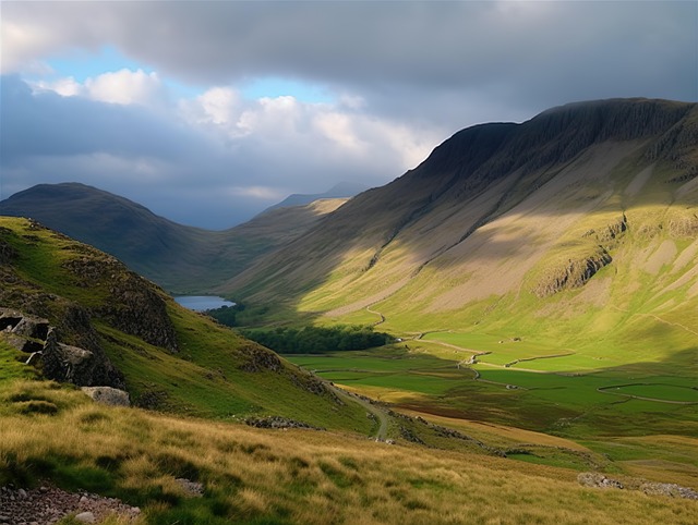 Free ai generated winding roads scafell pike illustration