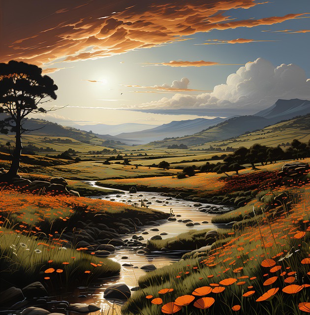 Free ai generated valley stream illustration