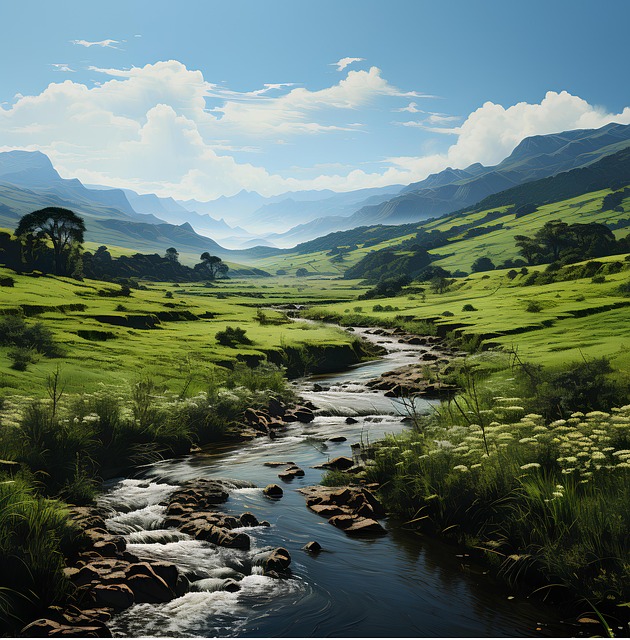 Free ai generated valley stream illustration