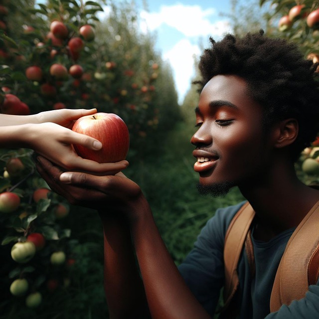 Free ai generated man apple illustration