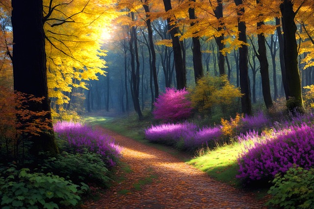 Free fall forest autumn forest illustration