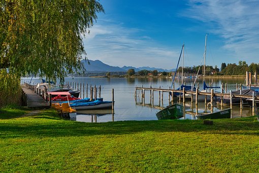 See, Chiemsee, Anlegeplatz, Boote