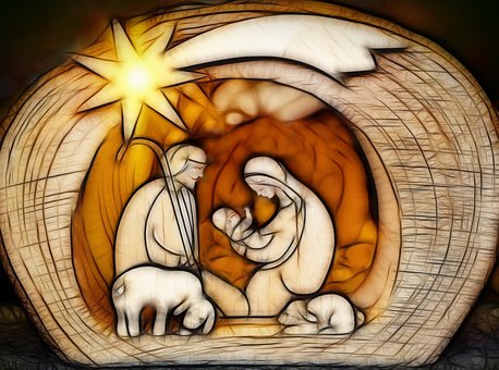 Familie, Weihnachtskrippe, Krippe