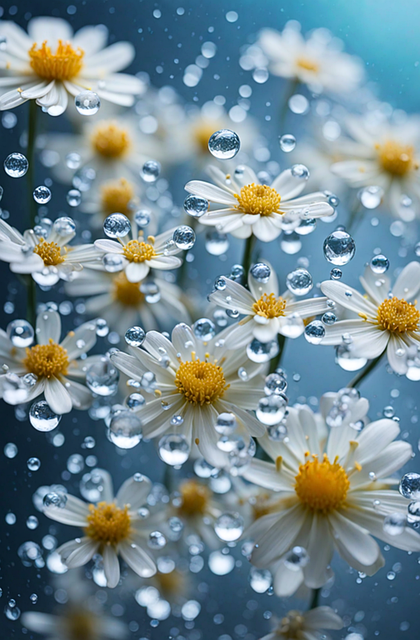 Ai Genereret, Blomster, Regn, Vanddråber