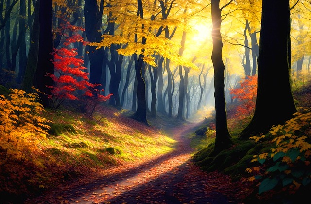 Free fall forest autumn forest illustration