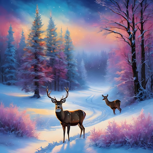 Ai Generiert, Hirsch, Schnee, Winter