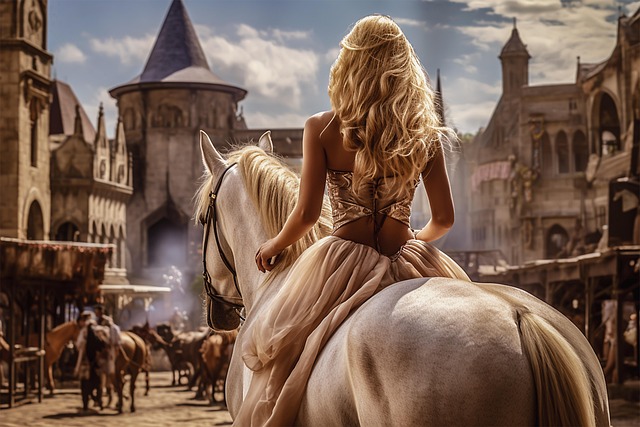 Free ai generated woman horse illustration